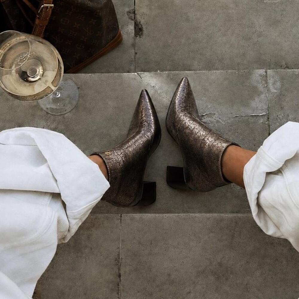 Brown leather ankle boots with